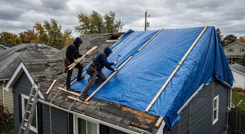 Storm Damage Roof Tarping in Northville, MI